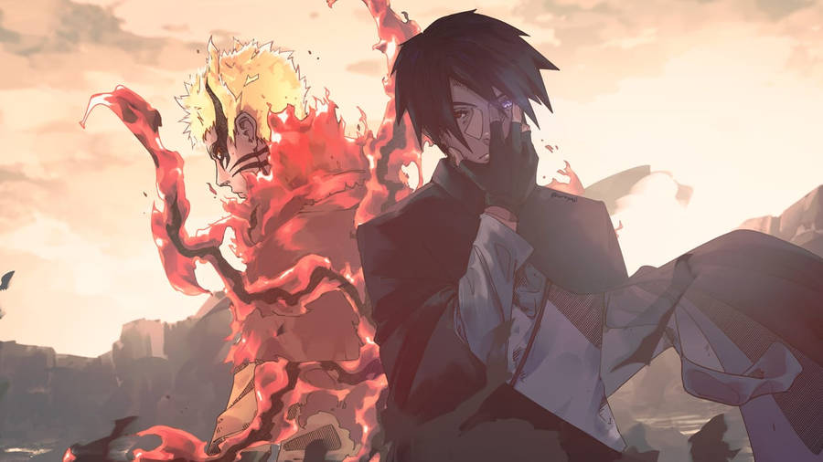 Download Naruto Baryon Mode Vs Sasuke Wallpaper | Wallpapers.com