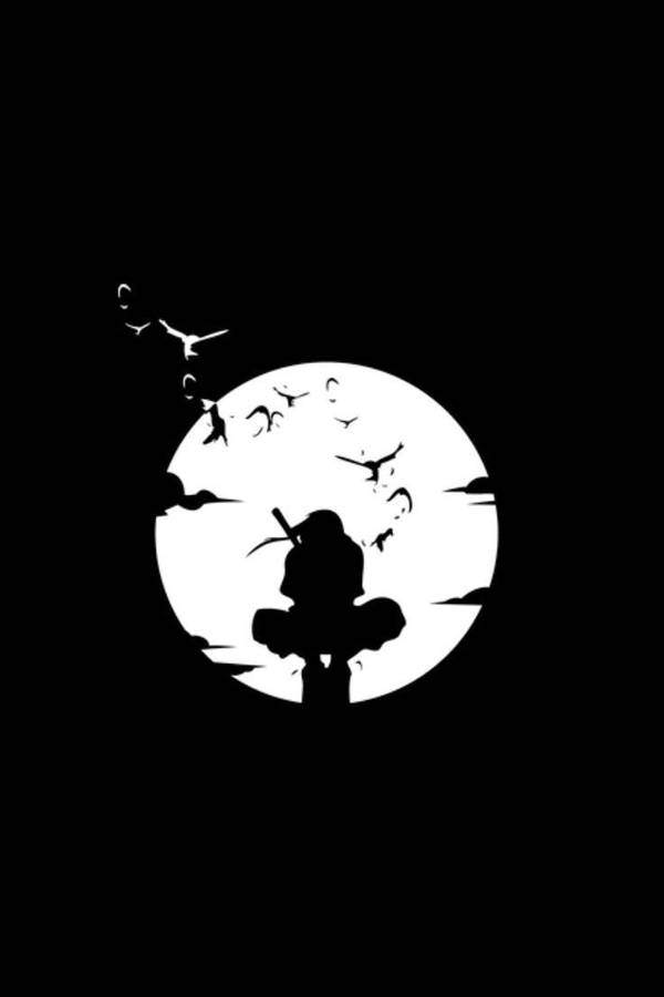 Naruto Sort Itachi Uchiha Bagved Månen Wallpaper