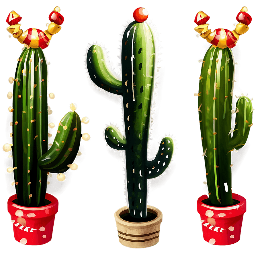 Festive Cactus Decoration PNG 85
