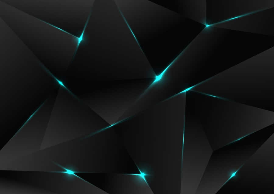 Abstraktes schwarzes Polygon mit blauen Kanten
