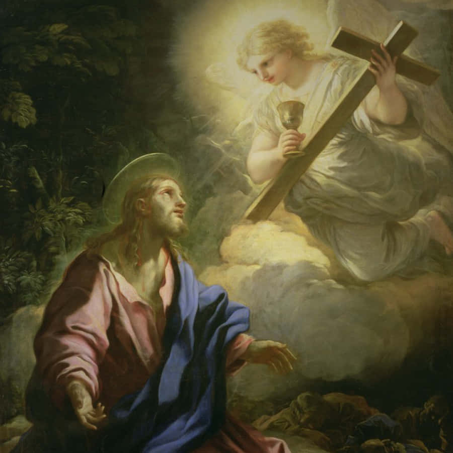 Jesusbeder alene i hengivenhed.
