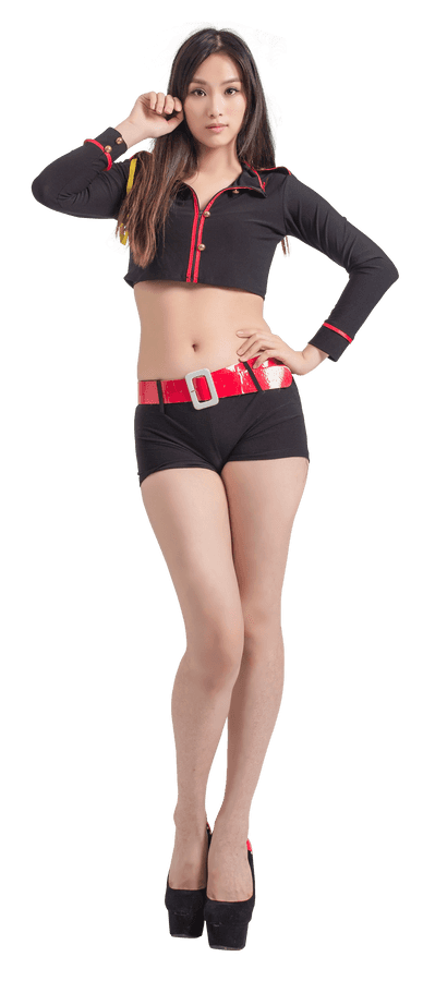 Fashionable Asian Modelin Crop Topand Shorts