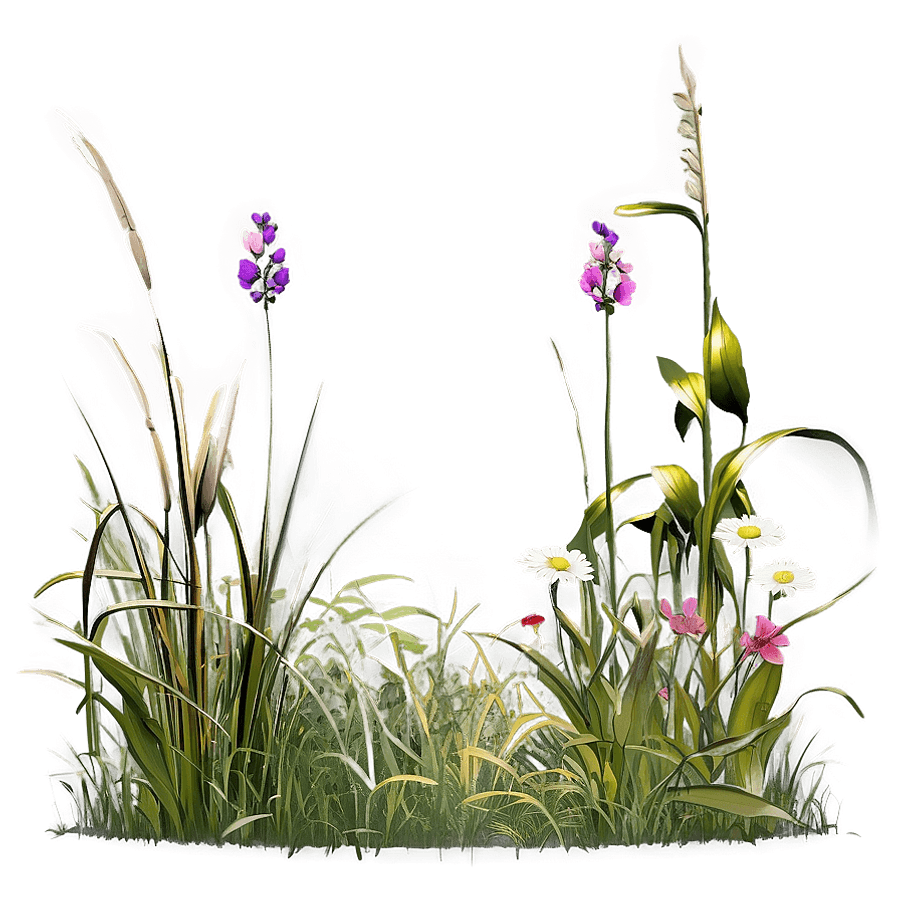 Tall Grass with Flowers PNG 05252024
