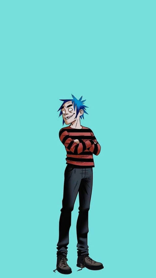 Download Neon Blue 2D Gorillaz Wallpaper | Wallpapers.com