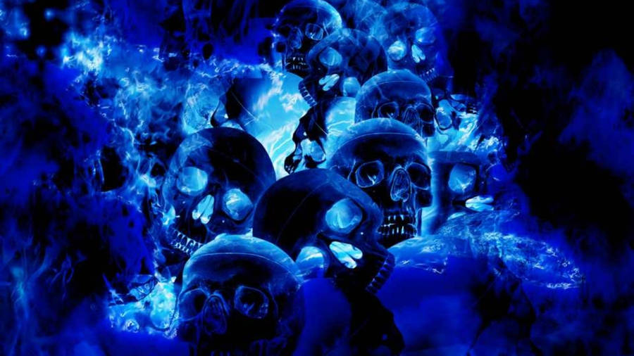 Download Neon Blue Skulls Wallpaper | Wallpapers.com