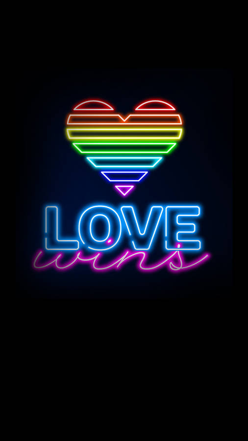 Download Neon Love Wins Sign Lgbt Phone Wallpaper | Wallpapers.com