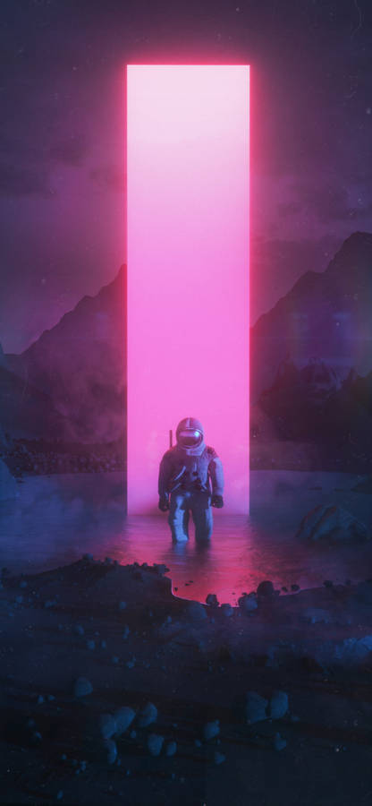 Download Neon Pink Aesthetic Astronaut Portal Wallpaper Wallpapers Com