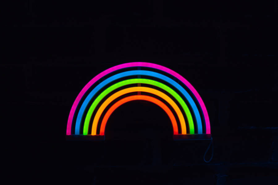 Download Neon Rainbow In Black Screen Wallpaper | Wallpapers.com