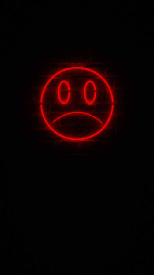 Download Neon Red Mood Off Sad Emoji Wallpaper | Wallpapers.com
