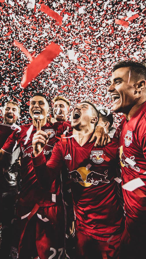 Download New York Red Bulls Red And White Confetti Wallpaper