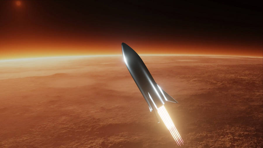 SpaceX Starship hersker over himlen med en himmelsk scene.