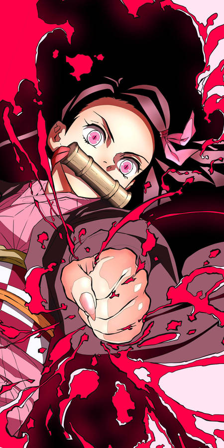 Download Nezuko Blood Demon Slayer Iphone Wallpaper | Wallpapers.com