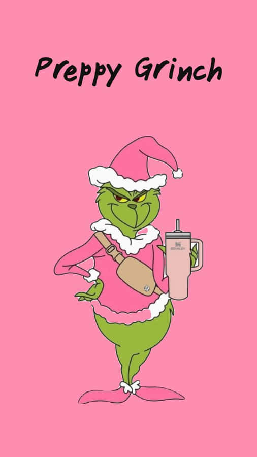 Preppy Grinch Æstetisk Pink Baggrund