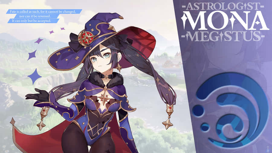 GenshinImpact Mona 2560 x 1440 baggrundsbillede.