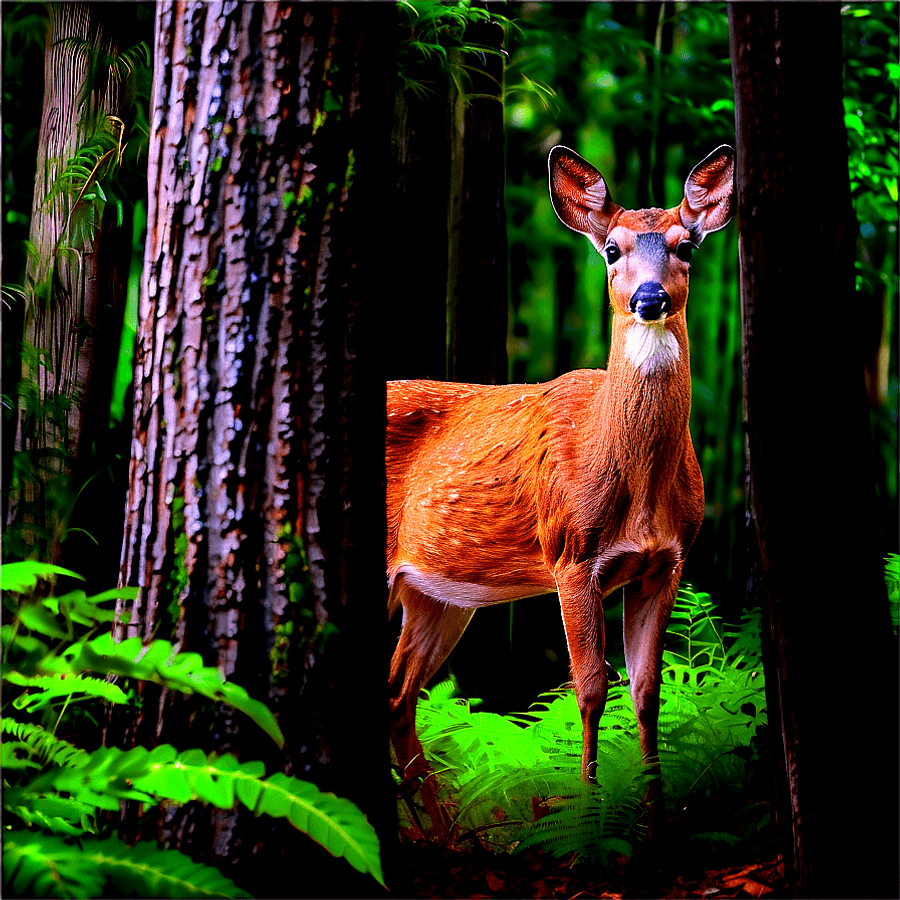 Doe in Dense Forest PNG owq