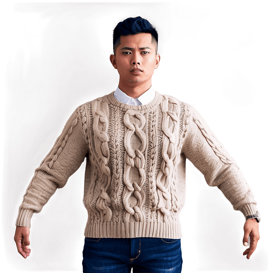 Classic Cable Knit Sweaters PNG nin6