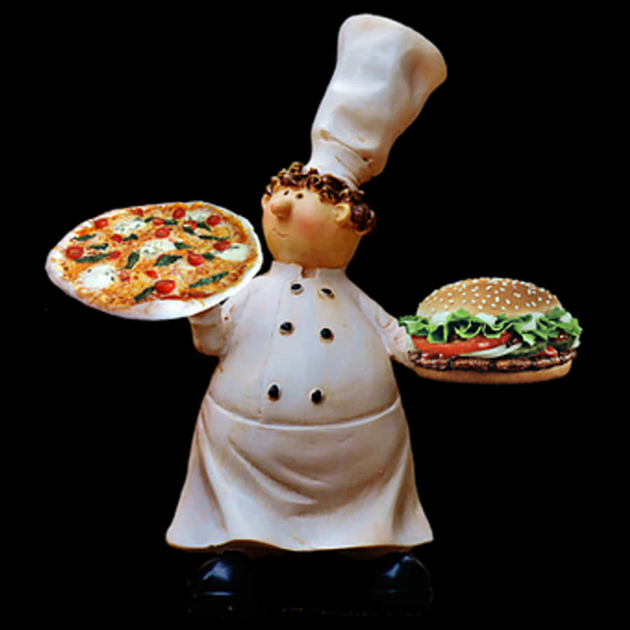 Chef Figurinewith Pizzaand Burger