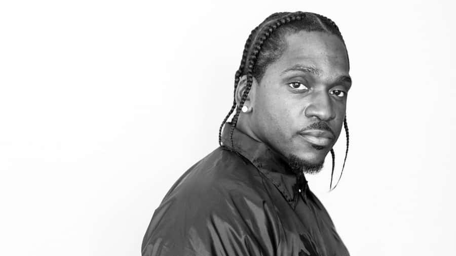Pusha T Schwarz-Weiß-Porträt