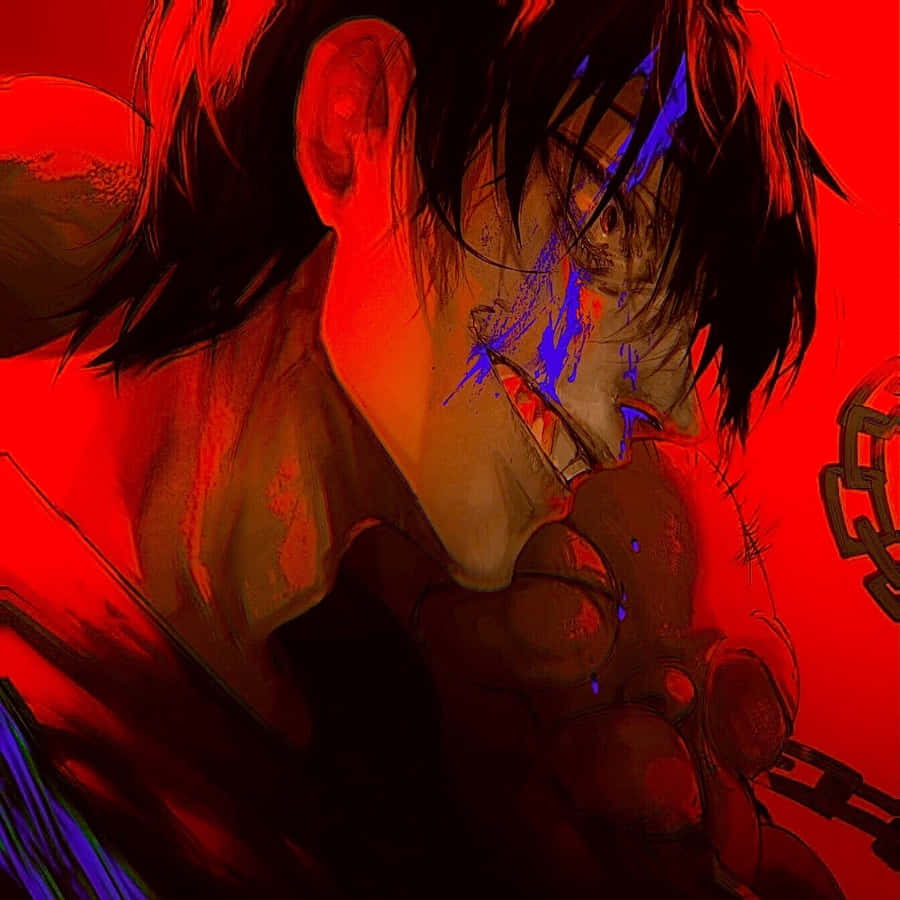 Intensiver Roter Anime Charakter