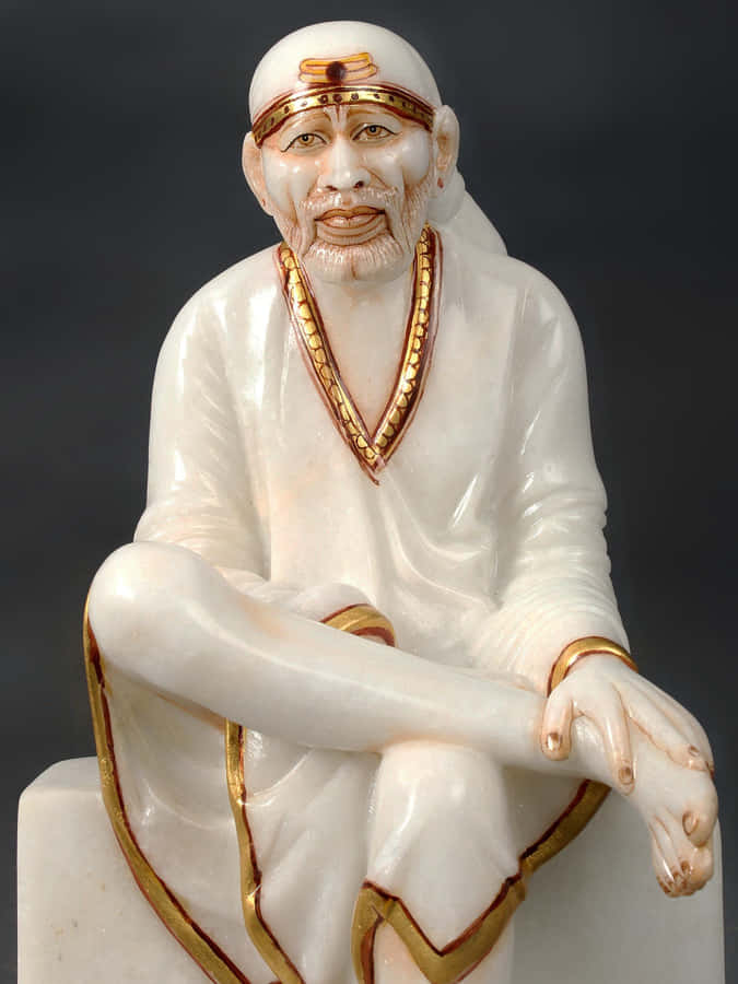 Imagemem close da figura branca de Sai Baba