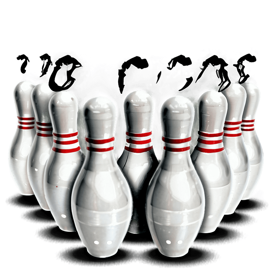 Black and White Bowling Pins PNG 05262024