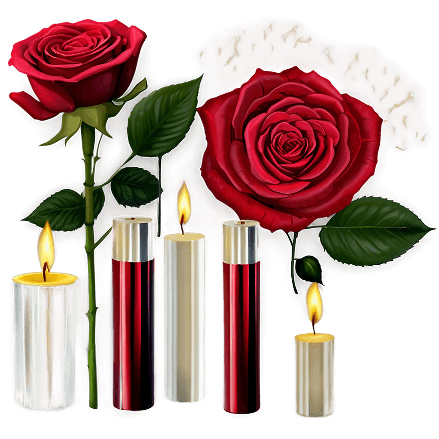 Red Roses and Candles PNG 77