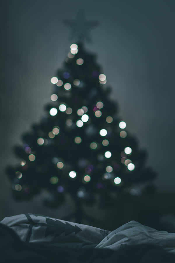 Dunkler Weihnachtsbaum Bokeh