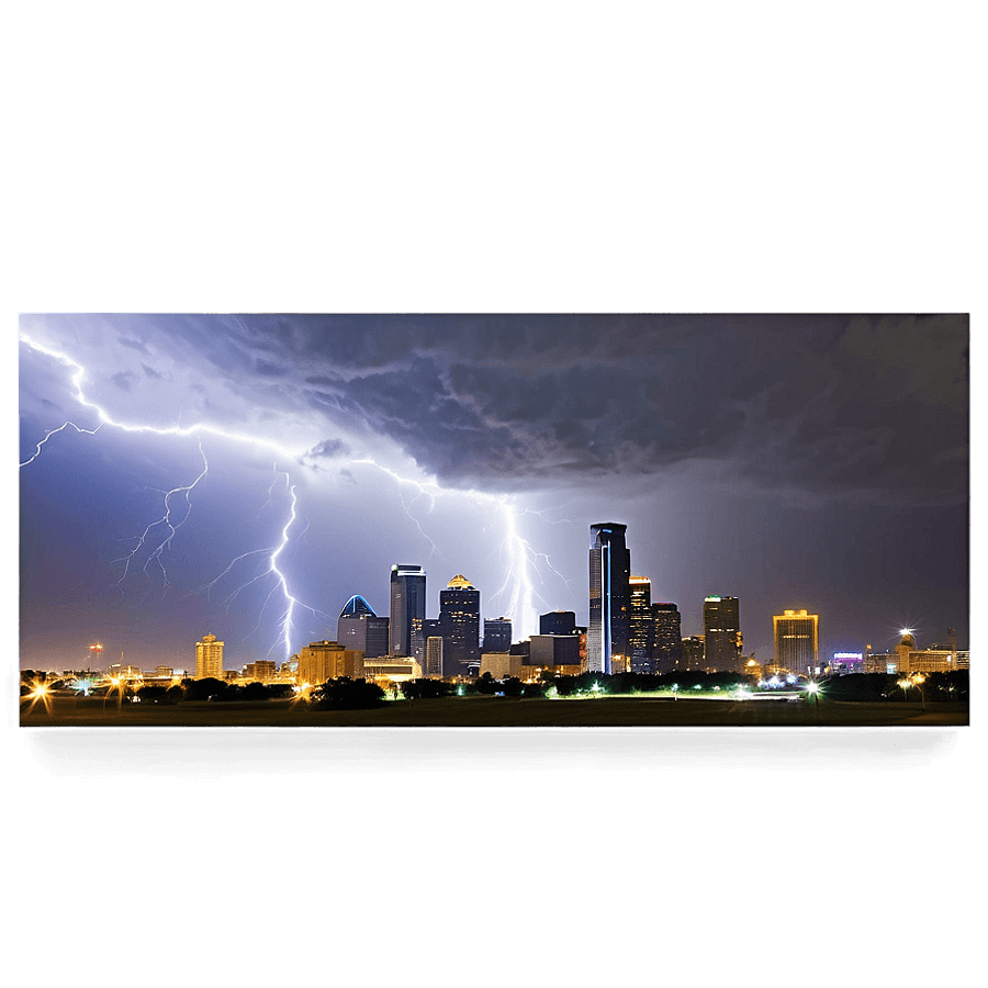 Dallas Skyline with Lightning PNG 87