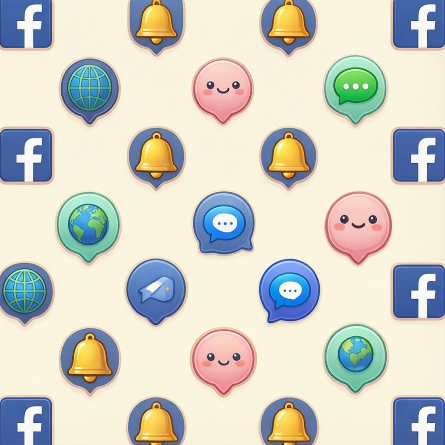 A cute pattern wallpaper of Facebook notification icons in pastel colors.