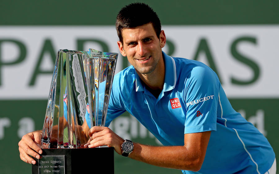 Download Novak Djokovic Indian Wells Trophy Wallpaper | Wallpapers.com