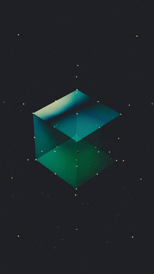 Imagemde perfil com um cubo verde transparente.