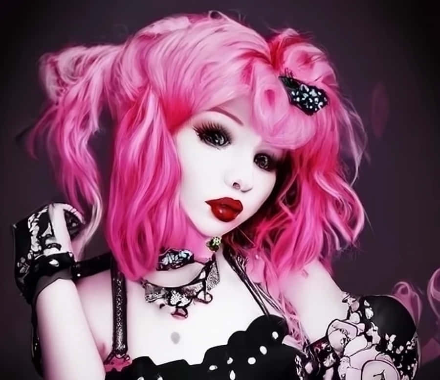 Mädchen mit pinken Haaren und Accessoires
