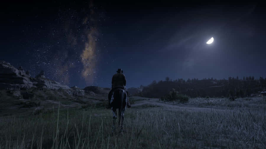 PaisagemNoturna 1920x1080 Fundo de Tela de Red Dead Redemption 2 vermelho.