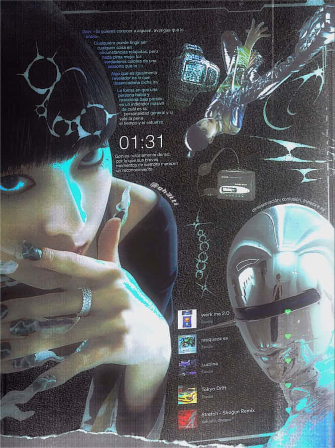 Cyber Y2 K Ästhetik Komposition