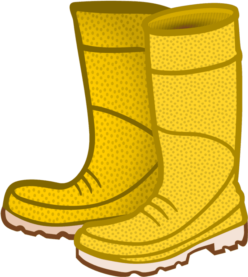 Yellow Patterned Rain Boots Illustration