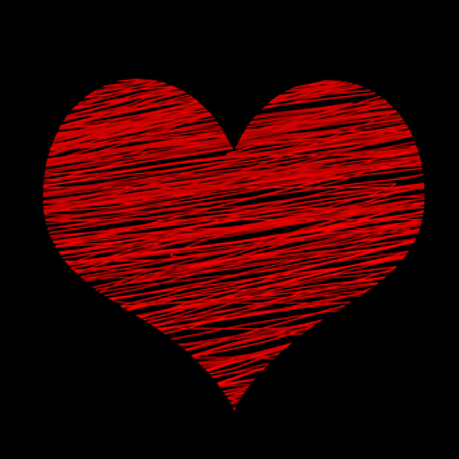 Red Scribble Hearton Black Background