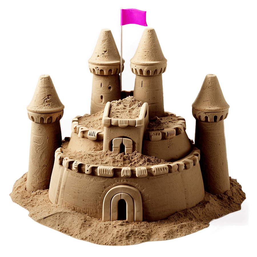 Sand Castle on Beach Day PNG ika
