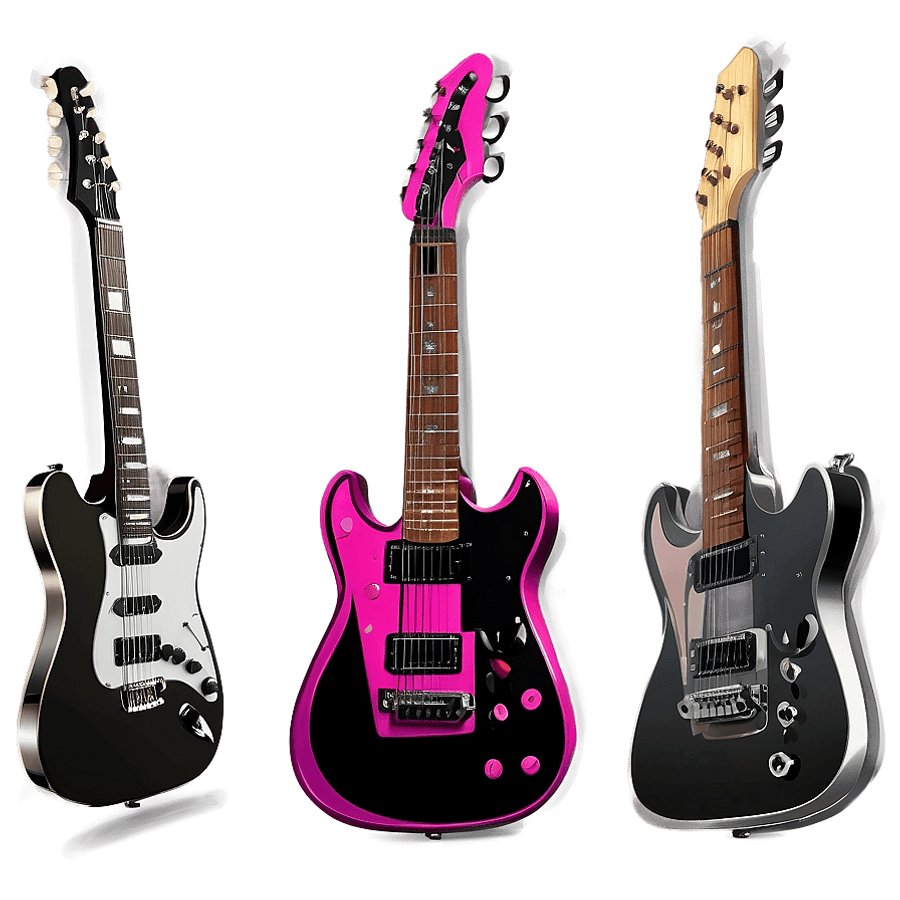 Black Pink Guitar Illustration PNG rwa23
