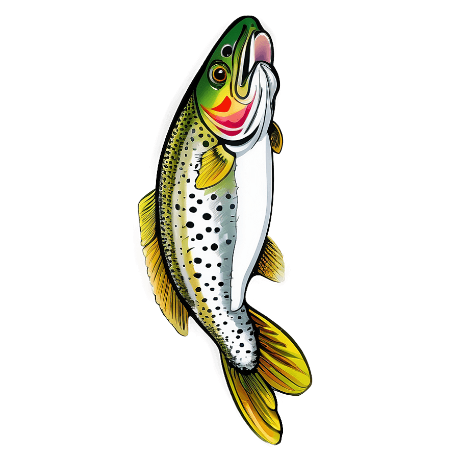 Trout Sketch Design PNG hmk81