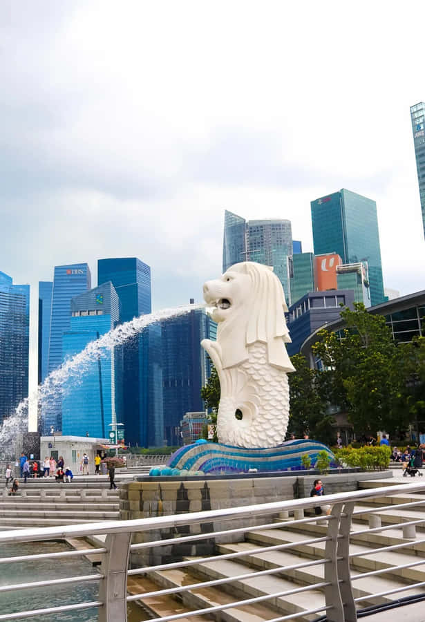 Merlion Staty Singapore Skyline