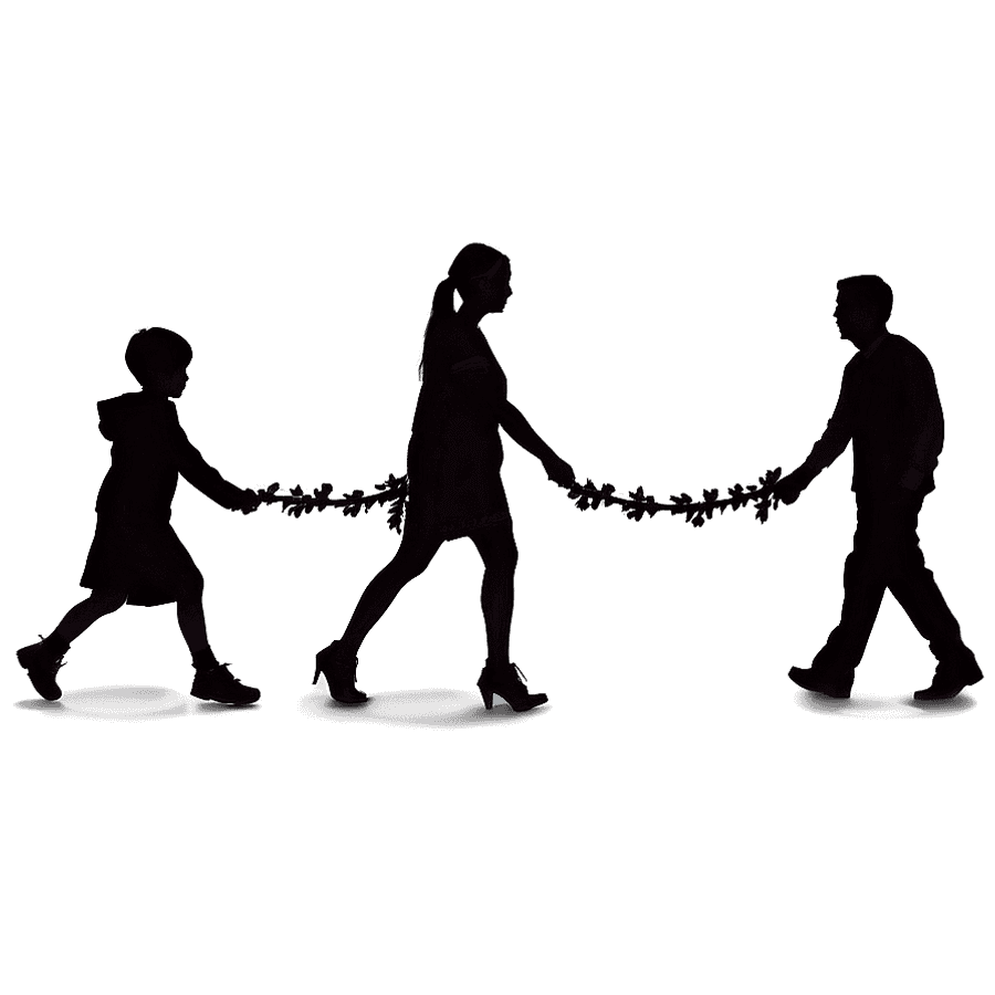 Silhouette People Holding Hands PNG khh