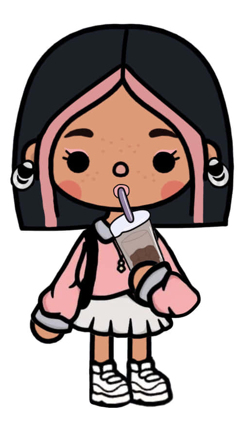 Personagem Toca Boca Bebendo Bebida