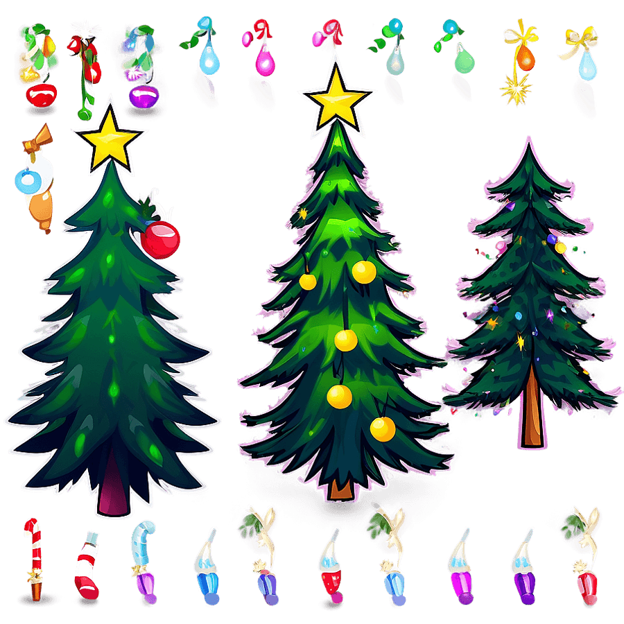 Cartoon Christmas Tree Graphics PNG 05252024