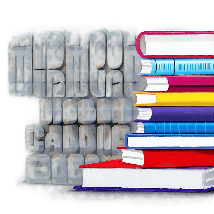 Modern Book Stack PNG hos