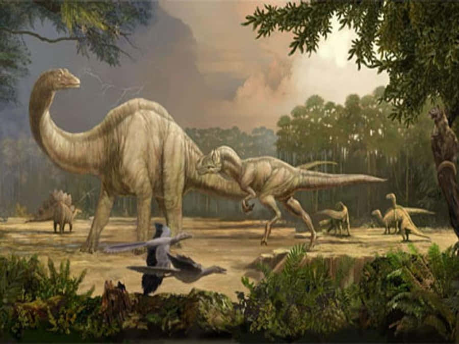 Imagemdo Paisagem Jurássica de Dinossauros.