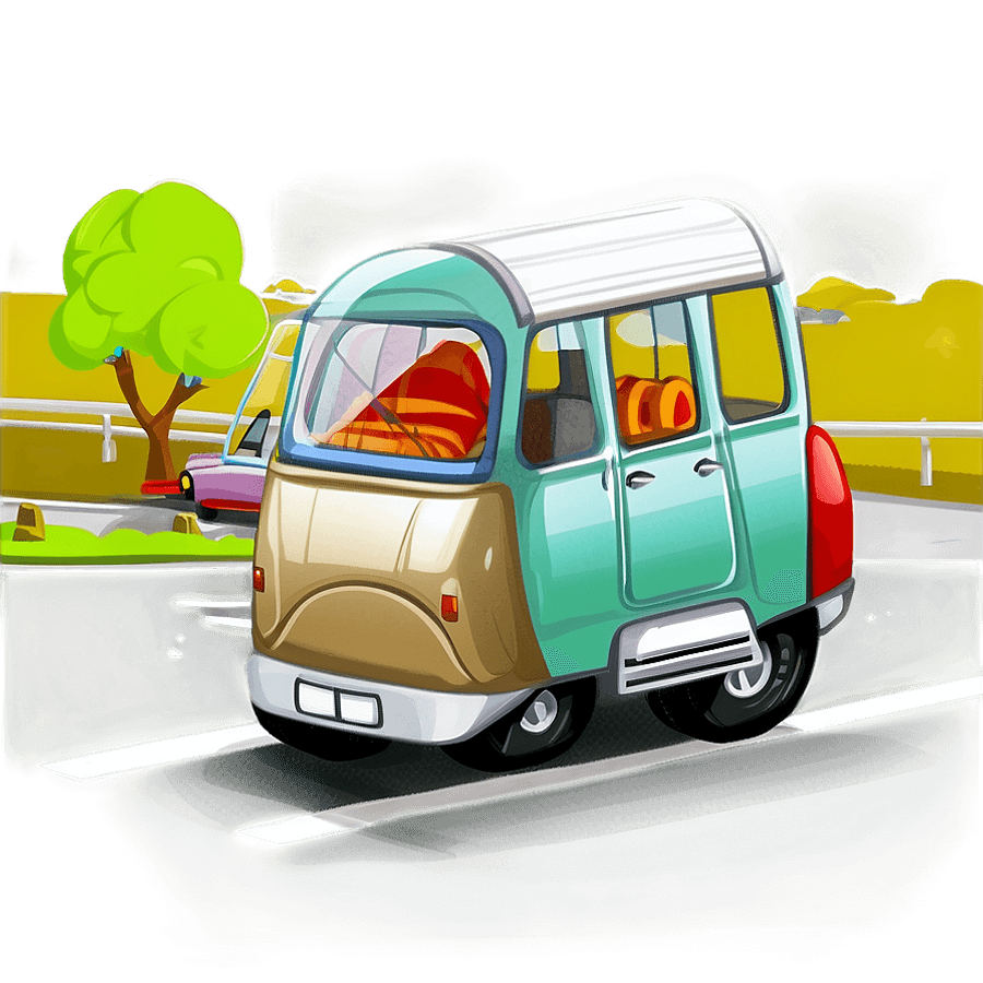 Cartoon Car on Road PNG 05252024