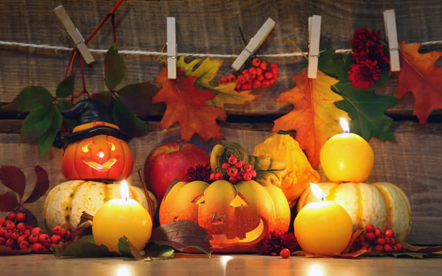 ImagemFofa de Abóboras de Halloween e Outono.