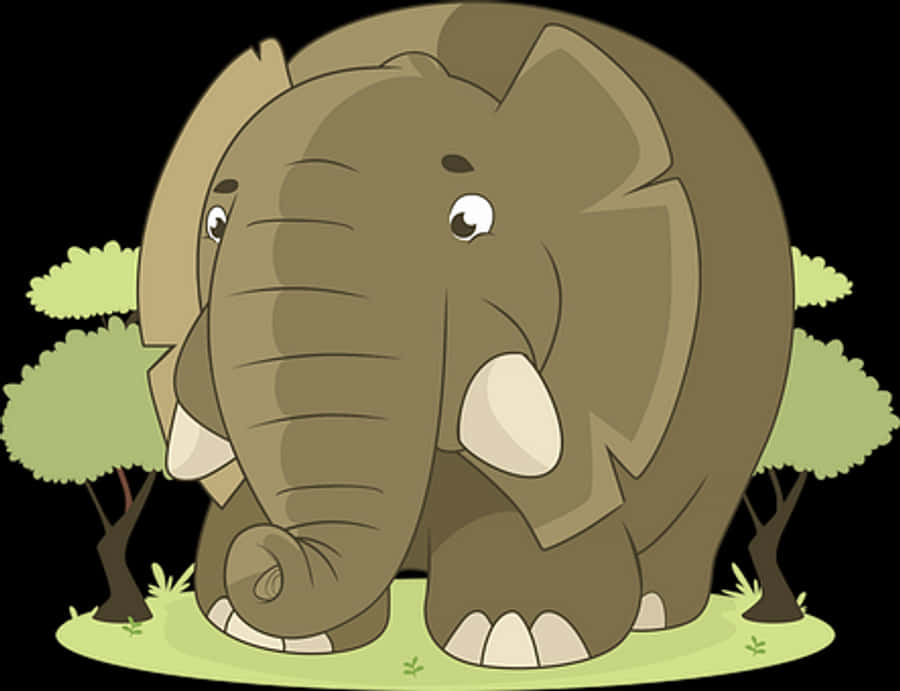 Cartoon_ Elephant_in_ Forest_ Vector