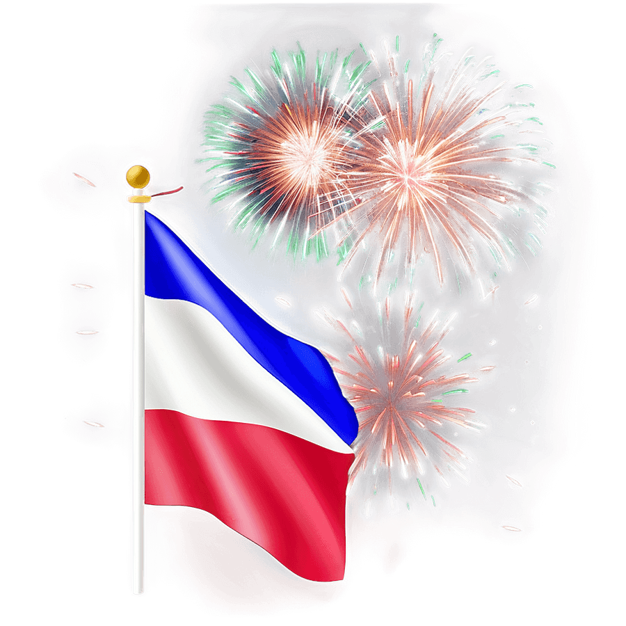 France Flag with Fireworks PNG aij