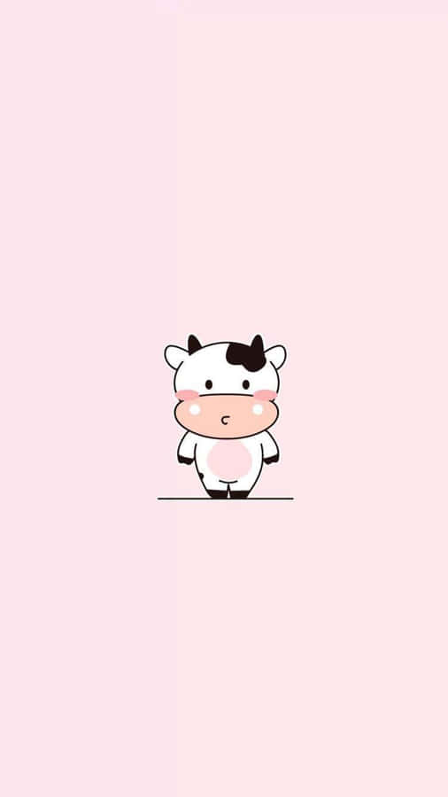 Papelde parede Kawaii de uma vaca fofa com resolução de 900 x 1600.